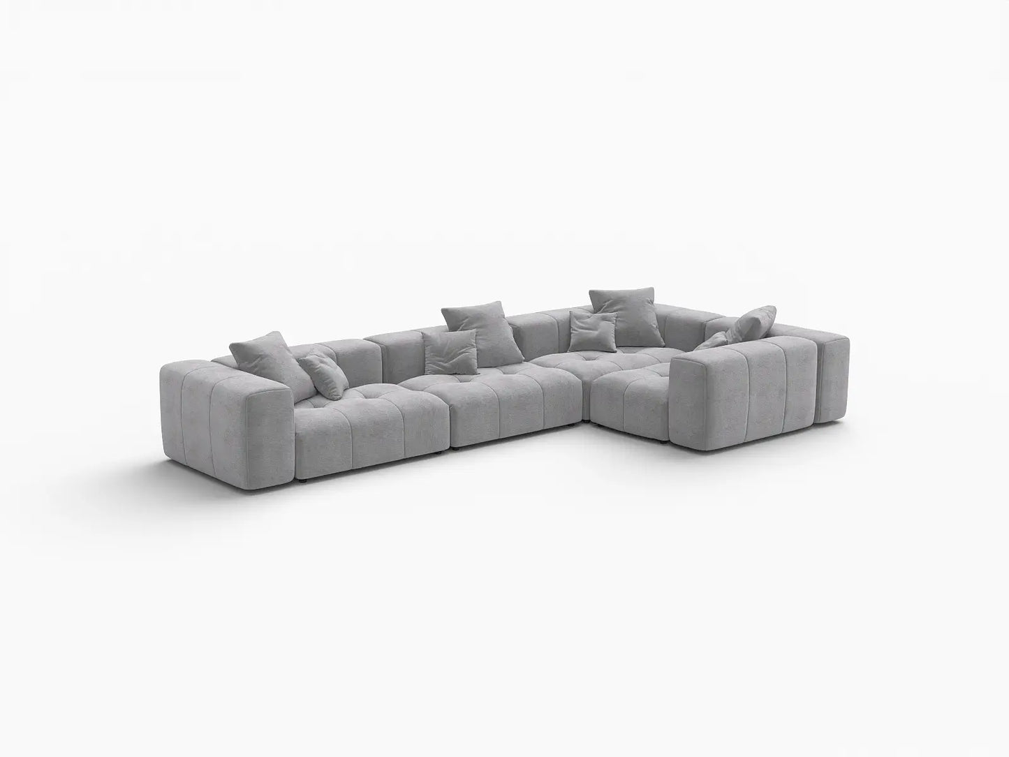 Matrix 4-Seater Light Grey Linen L-Shaped Sectional | 4-Piece, Stylish Design
