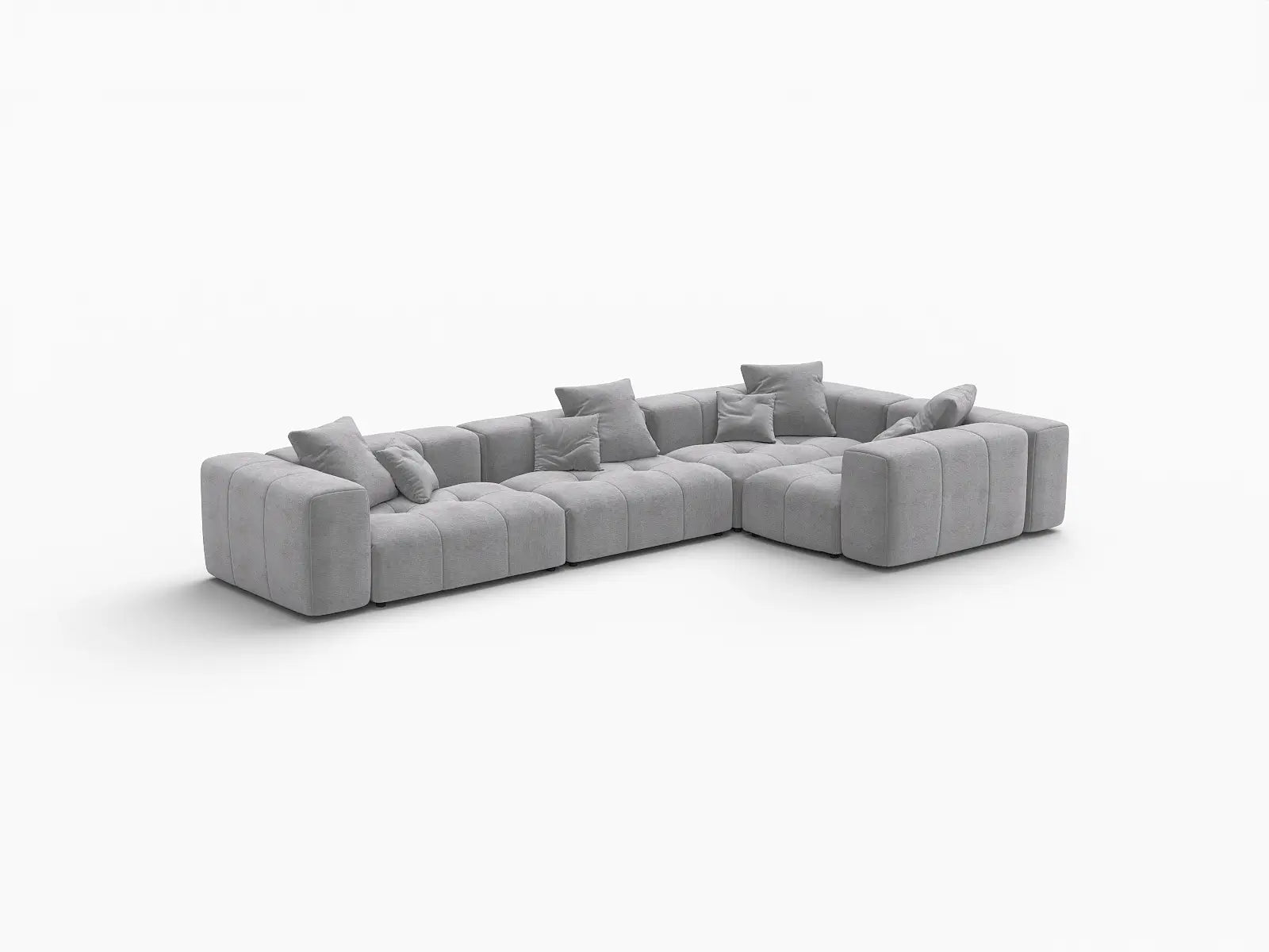 Matrix 4-Seater Light Grey Linen L-Shaped Sectional | 4-Piece, Stylish Design
