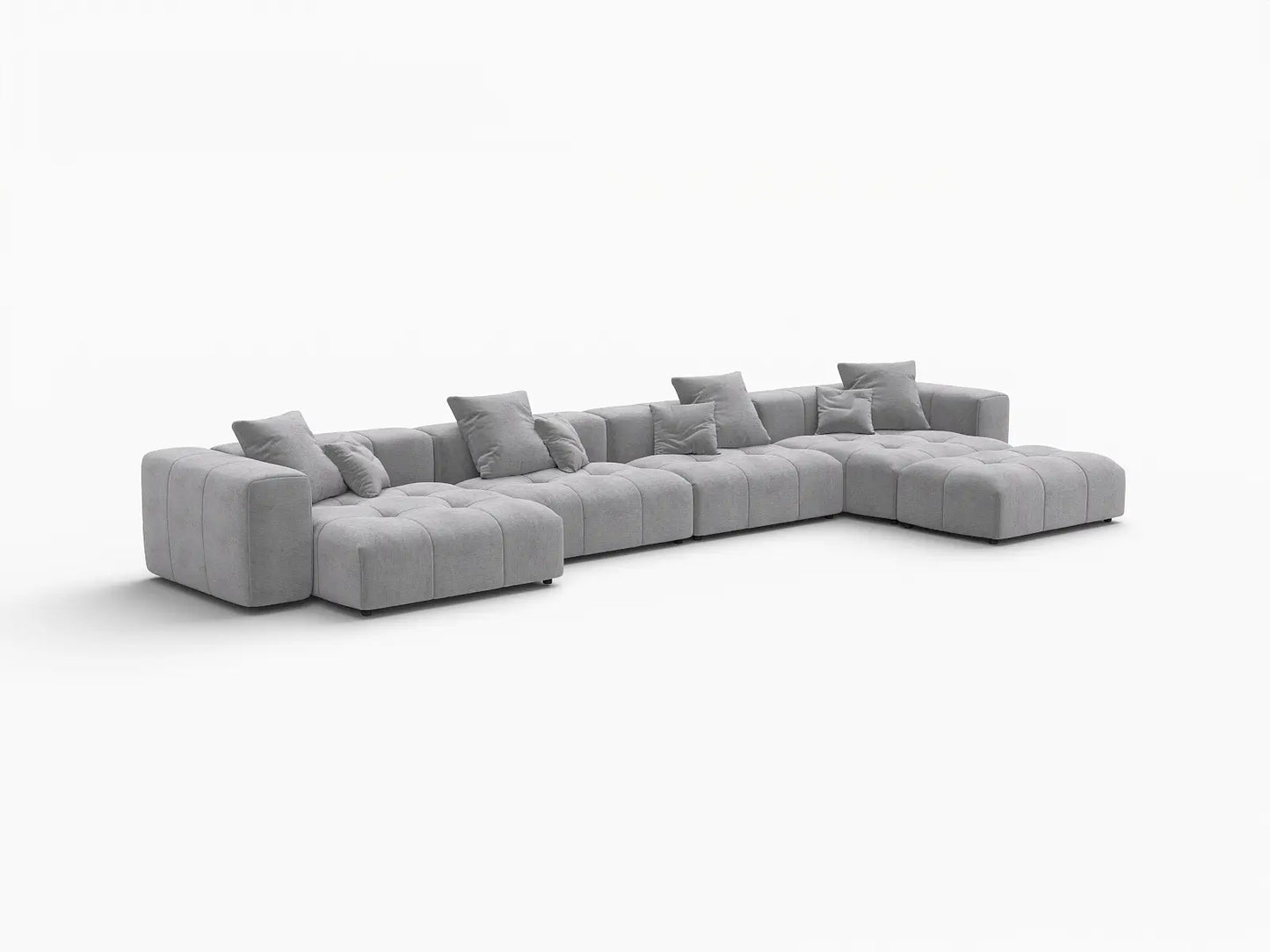 Matrix 4-Seater Light Grey Linen L-Shaped Sectional | 5-Piece (Includes 1 Ottoman), Stylish Design