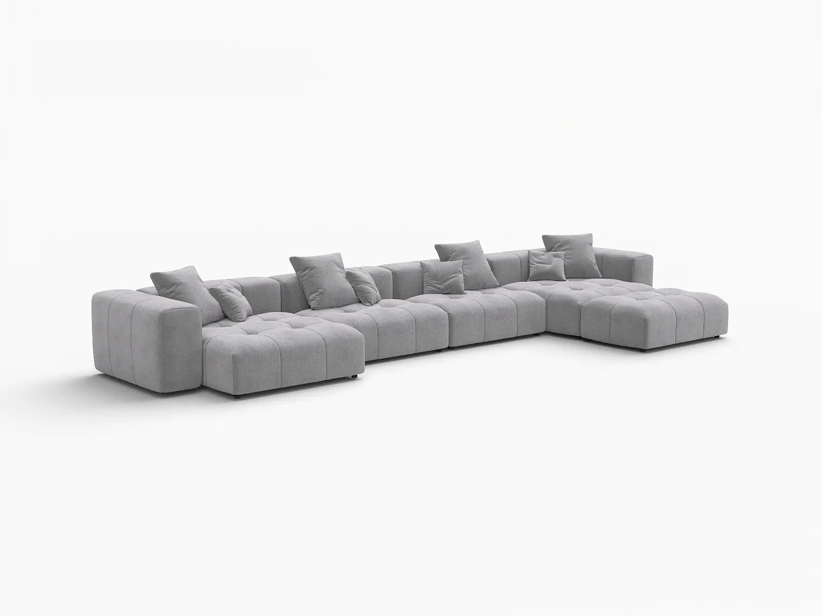 Matrix 4-Seater Light Grey Linen L-Shaped Sectional | 5-Piece (Includes 1 Ottoman), Stylish Design