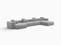 Matrix 4-Seater Light Grey Linen L-Shaped Sectional | 5-Piece (Includes 1 Ottoman), Stylish Design