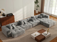 Matrix 4-Seater Light Grey Linen L-Shaped Sectional | 5-Piece (Includes 1 Ottoman), Stylish Design
