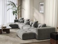 Matrix 4-Seater Light-Grey U-Shaped Sectional | 6-Piece (Includes 2 Ottomans), Linen Fabric, Family Room Seating
