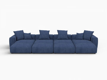 Matrix Modern Modular Sofa Covers | Blue Corduroy Sofa Covers for 4-Seater with 4-Ottoman