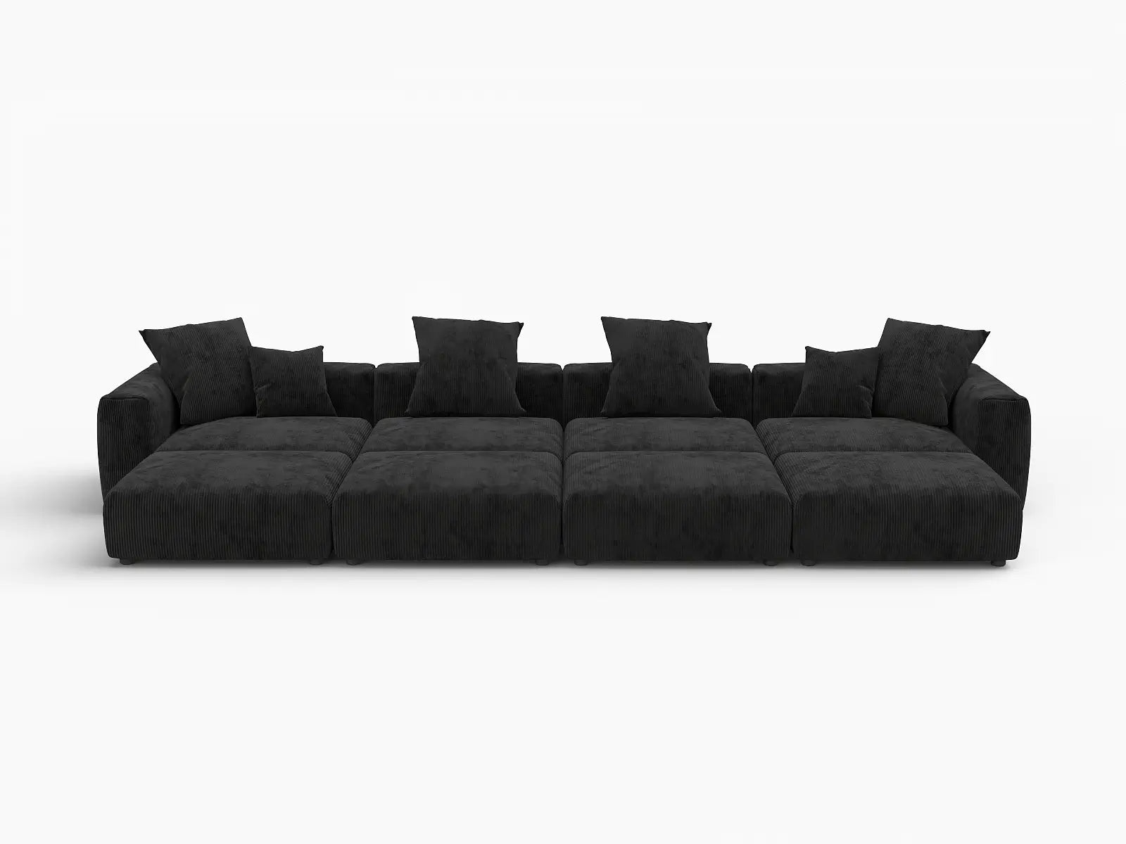 Fundas Modernas Modulares para Sofá Matrix | Fundas de Sofá de Pana Negra para Sofá de 4 Plazas con 4 Otomanas
