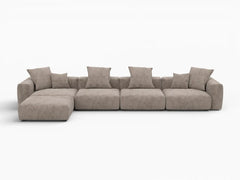Matrix Modern Modular Sofa Covers | Brown Corduroy Sofa Covers for 4-Seater with 1-Ottoman