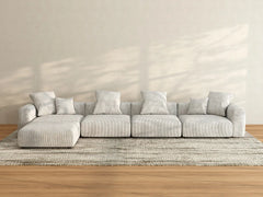 Matrix 4-Seater Sofa Set in Grey Corduroy | 5-Piece (Includes 1 Ottoman), Easy To Clean, Modular Design