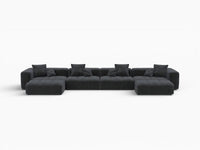 Matrix 4-Seater U-Shaped Sectional in Black Linen | 6-Piece (Includes 2 Ottomans), Family Room Seating, Contemporary Style