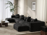 Matrix 4-Seater U-Shaped Sectional in Black Linen | 6-Piece (Includes 2 Ottomans), Family Room Seating, Contemporary Style
