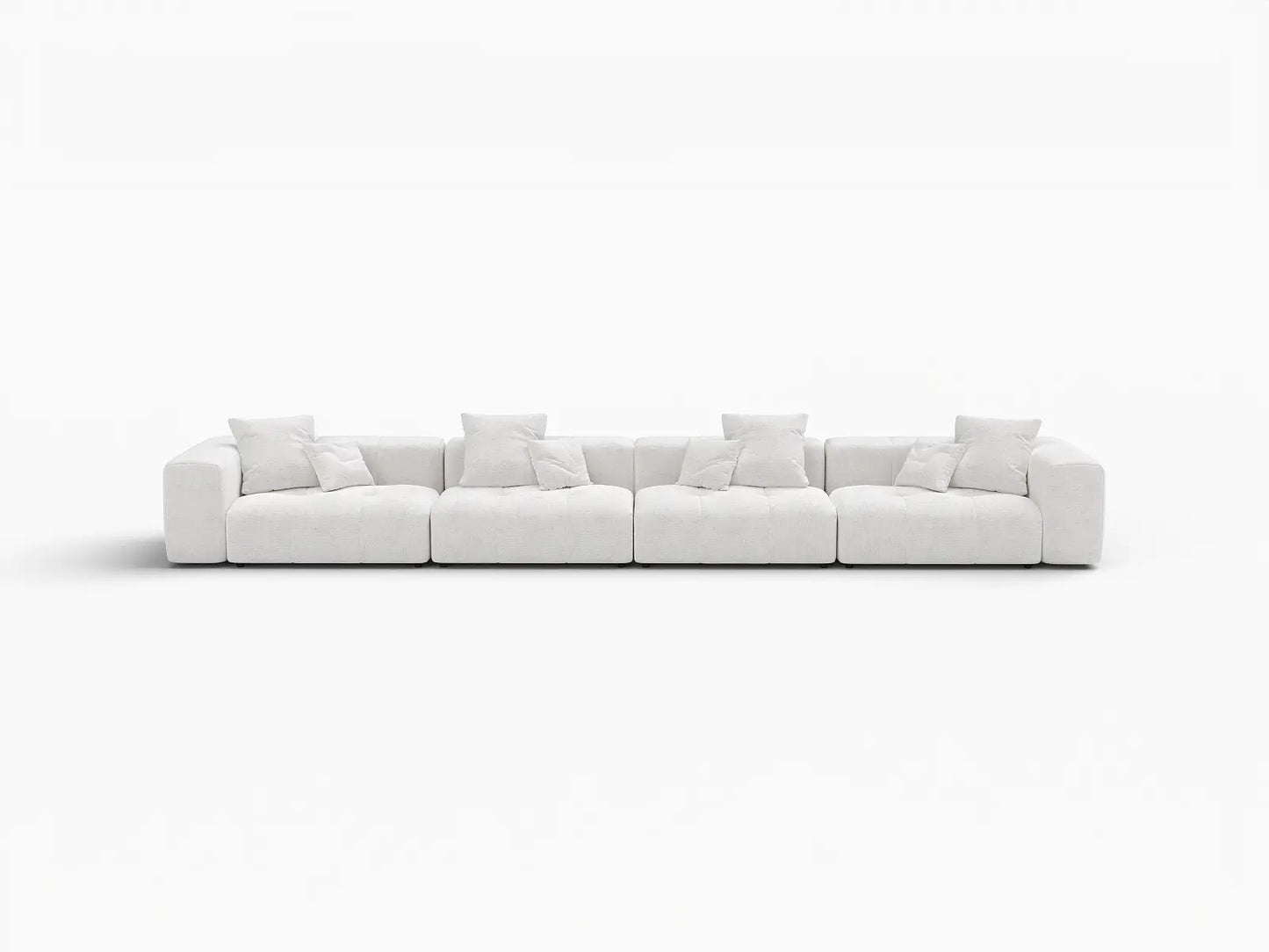 Matrix 4-Seater White Large Space Couch Sectional | 4-Piece, Linen Fabric