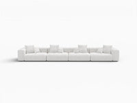 Matrix 4-Seater White Large Space Couch Sectional | 4-Piece, Linen Fabric