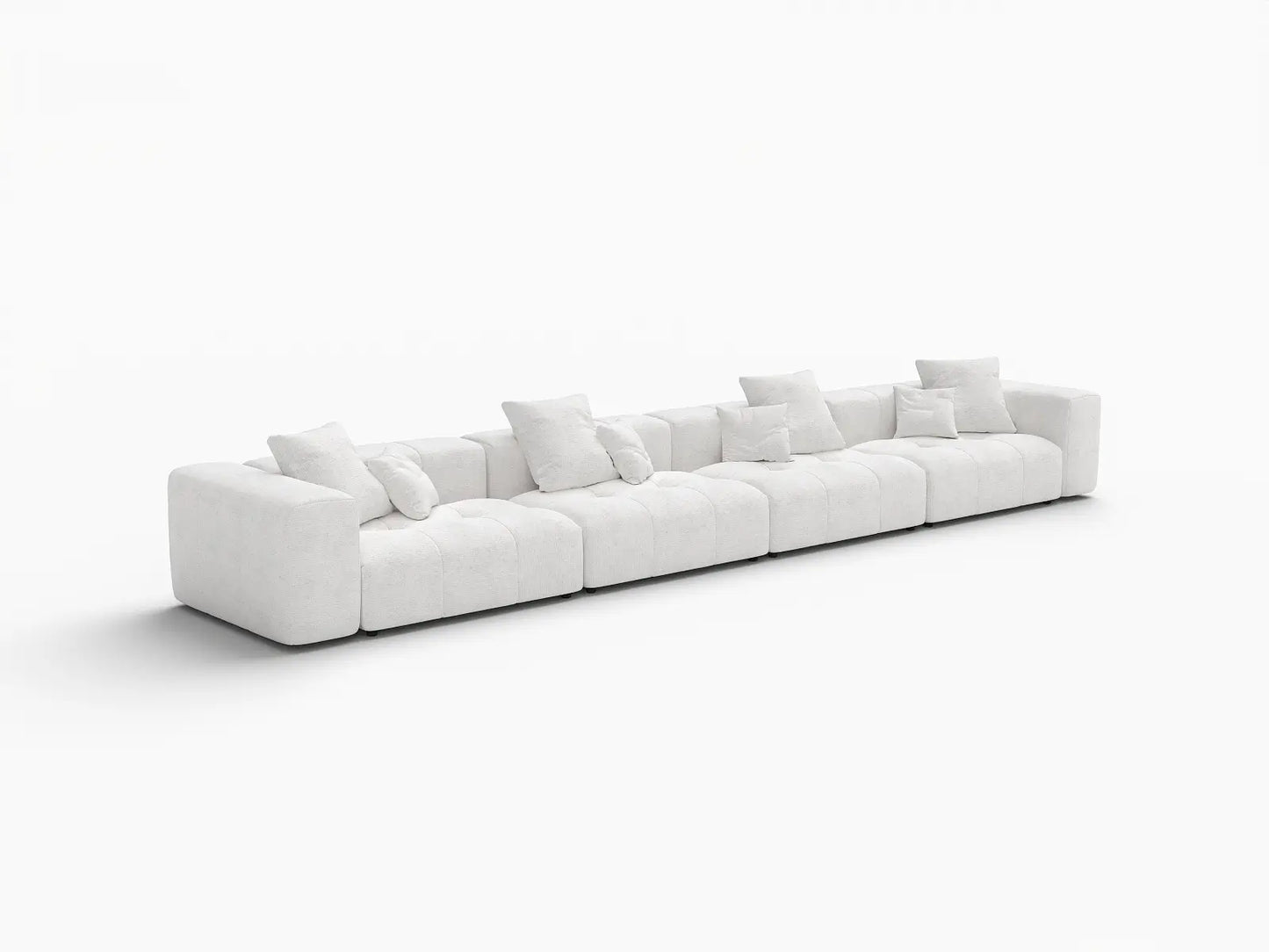 Matrix 4-Seater White Large Space Couch Sectional | 4-Piece, Linen Fabric