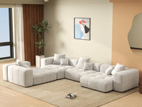 Matrix 4-Seater White Large Space L-Shaped Sectional | 4-Piece, Linen Fabric