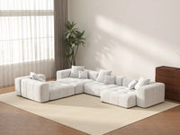 Matrix 4-Seater White Large Space L-Shaped Sectional | 4-Piece, Linen Fabric