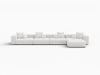 Matrix 4-Seater White Large Space L-Shaped Sectional | 5-Piece (Includes 1 Ottoman), Linen Fabric