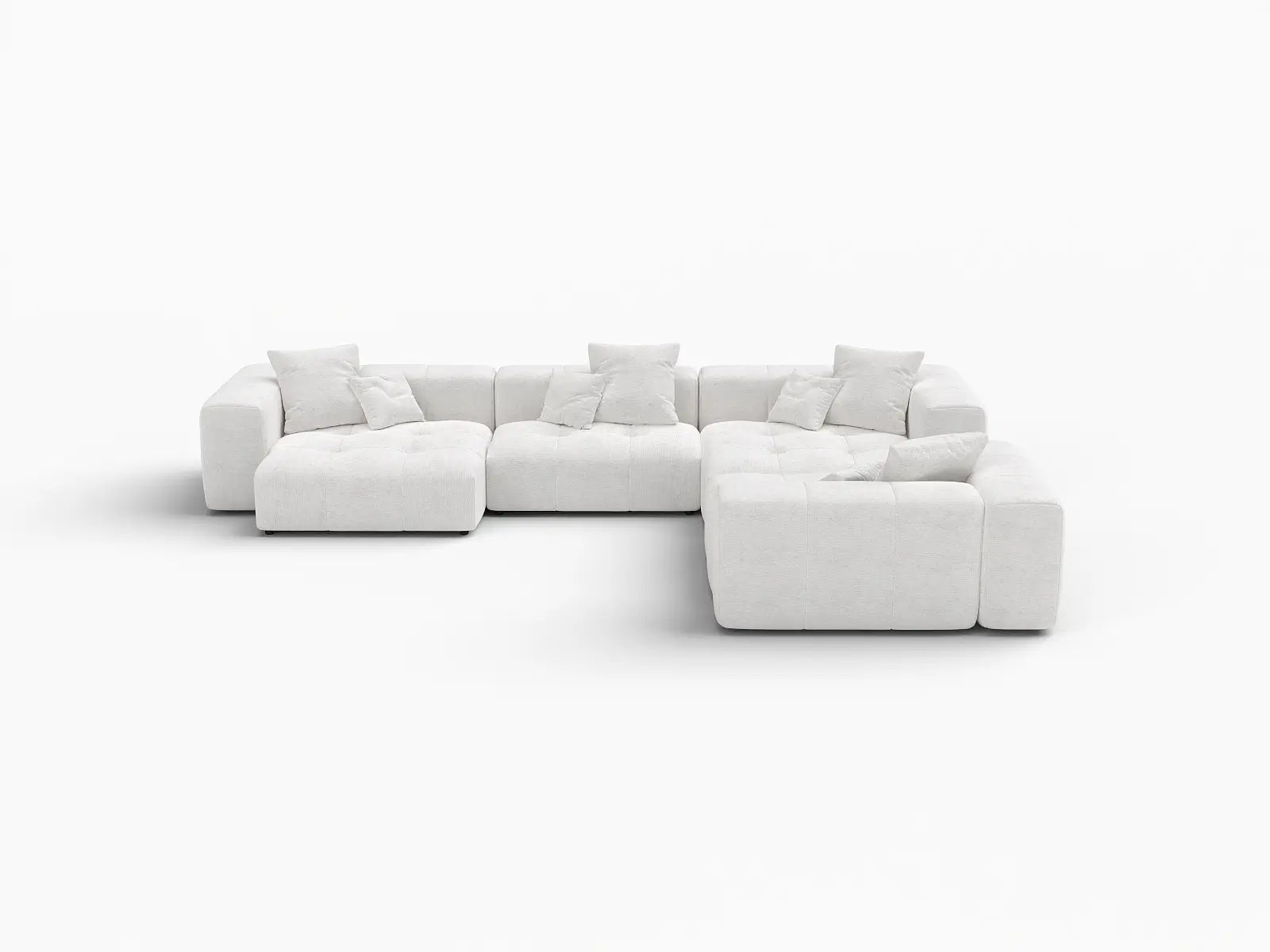 Matrix 4-Seater White Large Space L-Shaped Sectional | 4-Piece, Linen Fabric