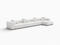 Matrix 4-Seater White Large Space L-Shaped Sectional | 5-Piece (Includes 1 Ottoman), Linen Fabric