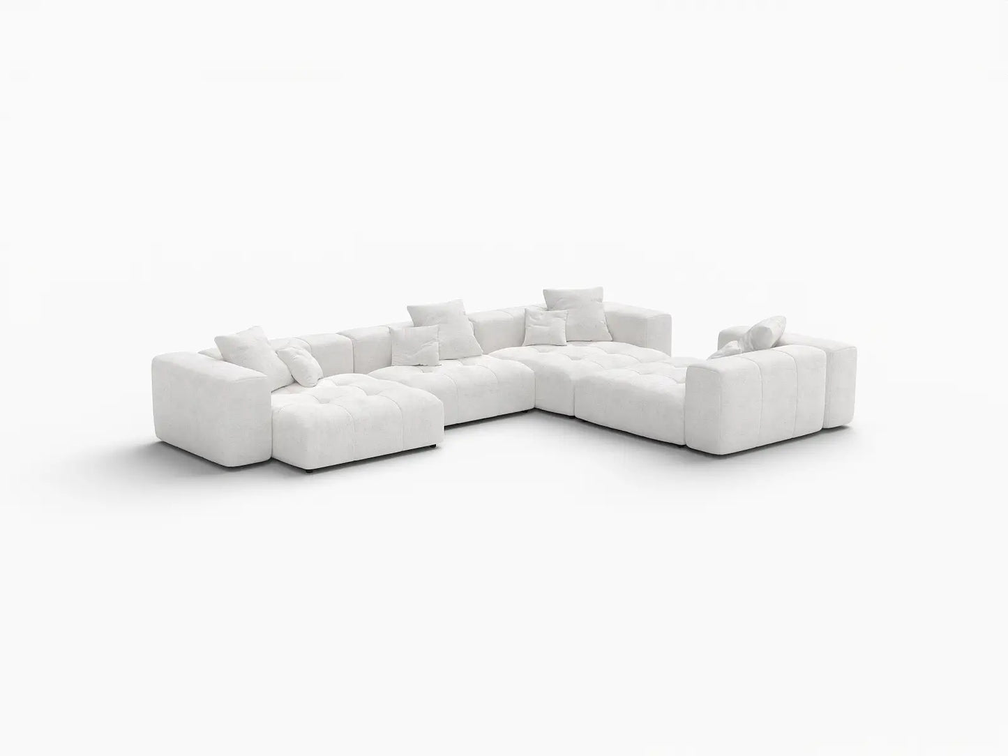 Matrix 4-Seater White Large Space L-Shaped Sectional | 4-Piece, Linen Fabric