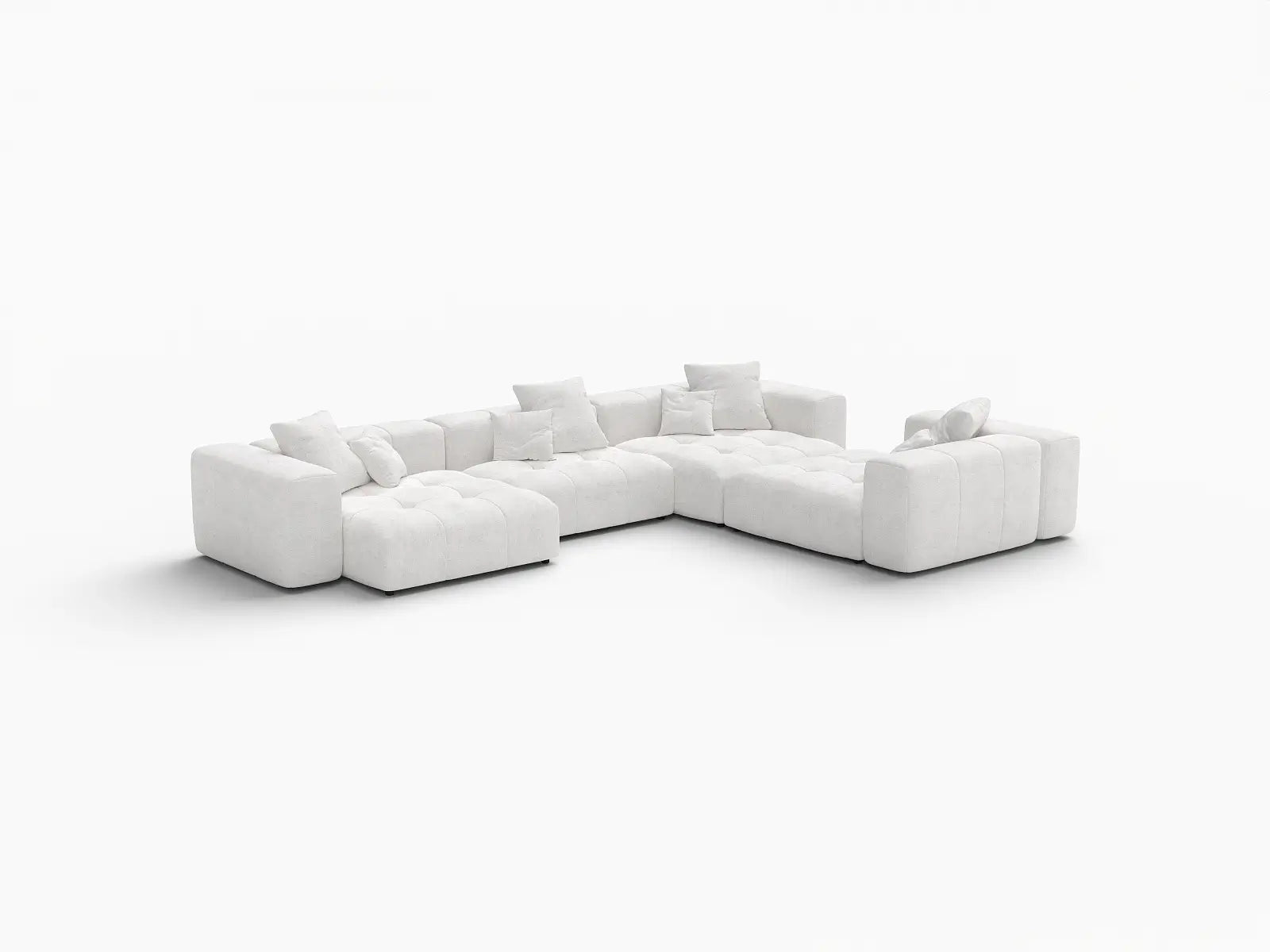 Matrix 4-Seater White Large Space L-Shaped Sectional | 4-Piece, Linen Fabric