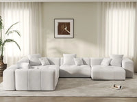 Matrix 4-Seater White Large Space L-Shaped Sectional | 4-Piece, Linen Fabric