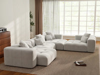 Matrix 4-Seater White Large Space L-Shaped Sectional | 4-Piece, Linen Fabric