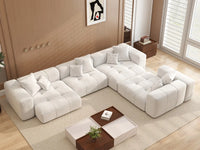 Matrix 4-Seater White Large Space L-Shaped Sectional | 4-Piece, Linen Fabric