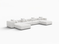 Matrix 4-Seater White Large Space U-Shaped Sectional | 6-Piece (Includes 2 Ottomans), Linen Fabric