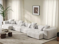Matrix 4-Seater White Linen Couch Sectional | 4-Piece, Large Space
