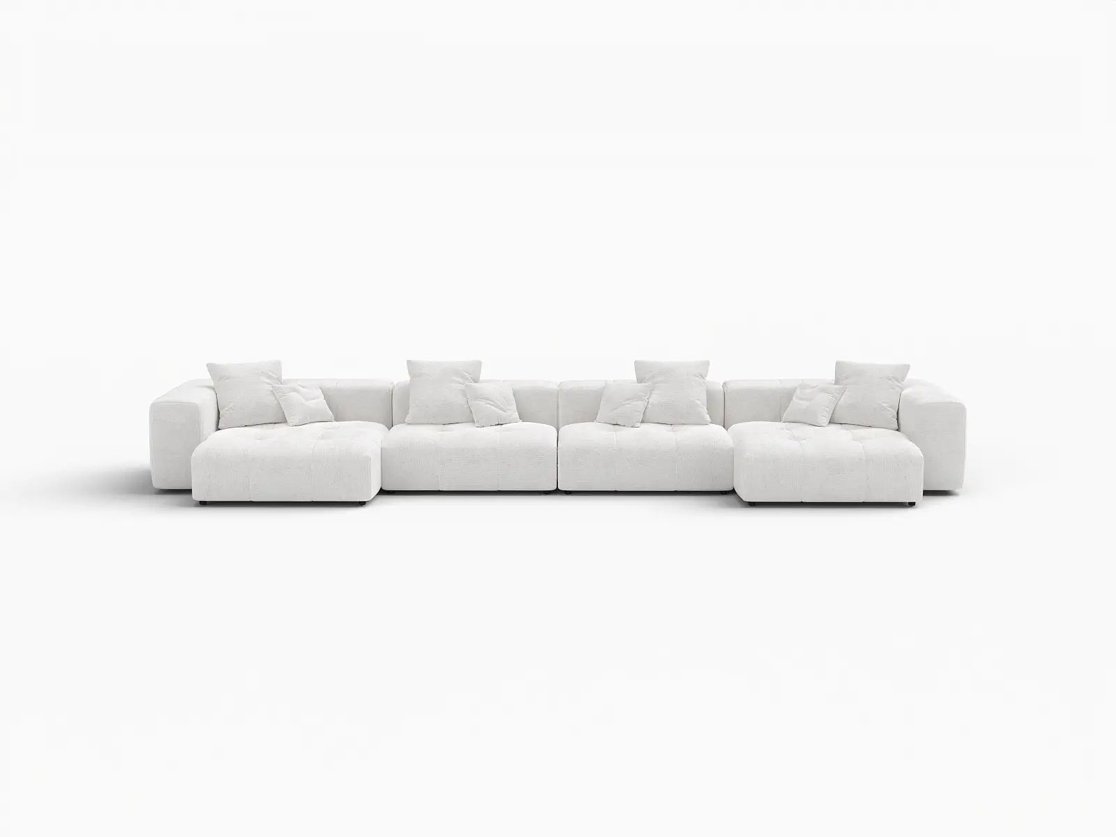 Matrix 4-Seater White Linen Couch Sectional | 4-Piece, Large Space
