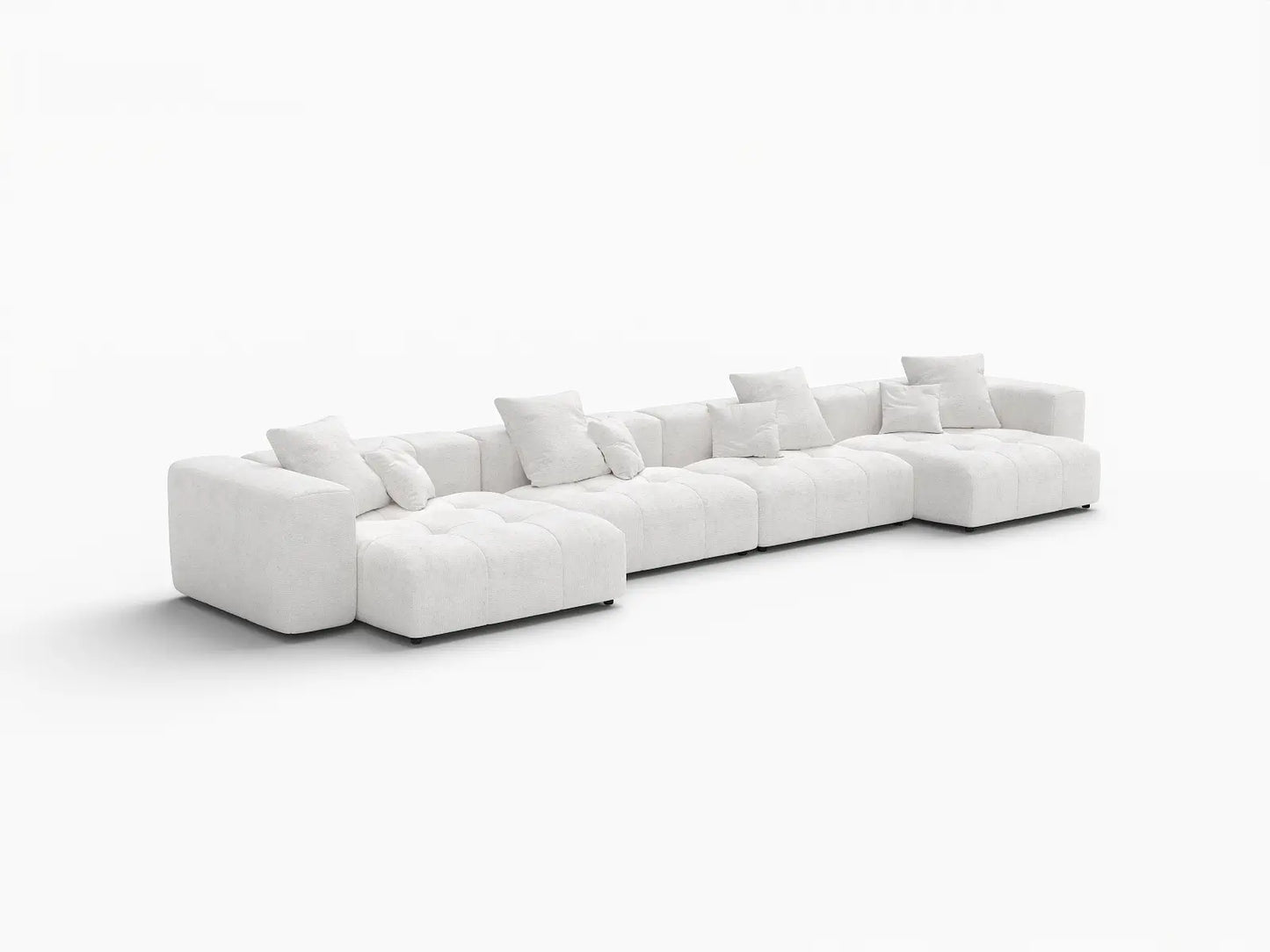 Matrix 4-Seater White Linen Couch Sectional | 4-Piece, Large Space