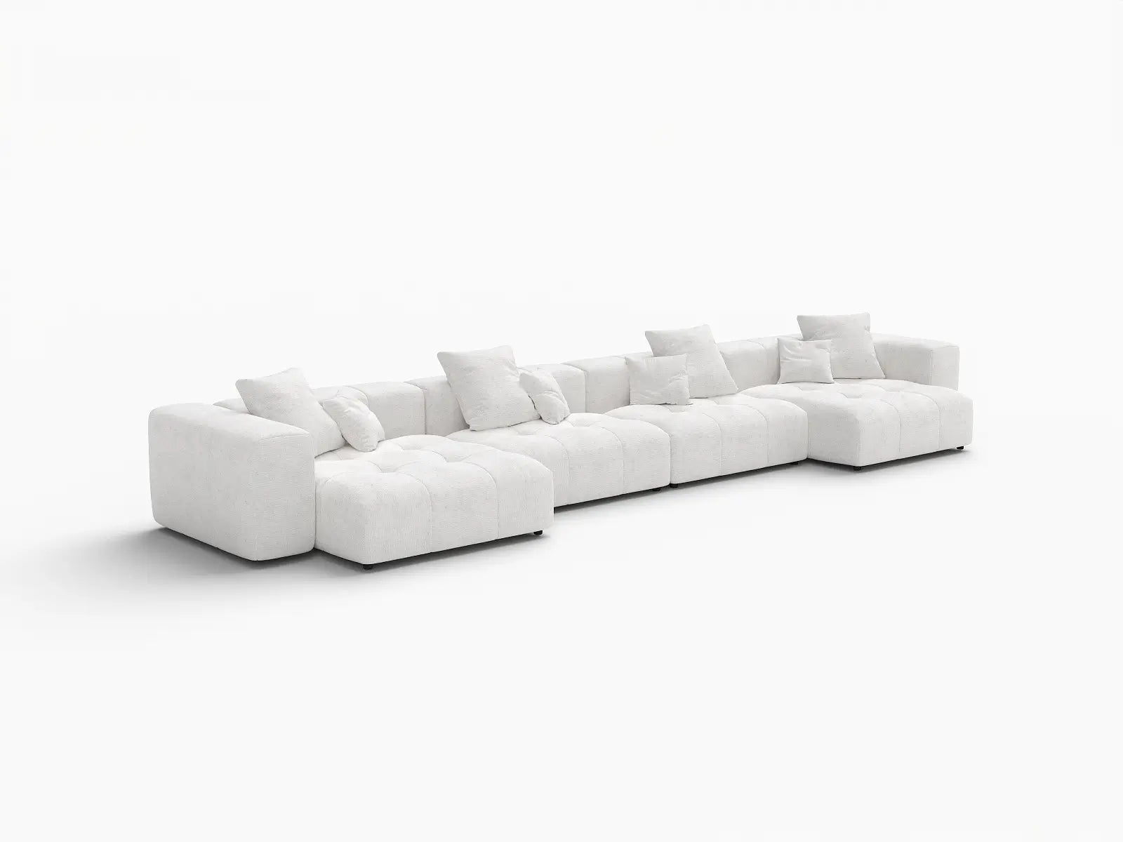 Matrix 4-Seater White Linen Couch Sectional | 4-Piece, Large Space