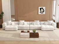 Matrix 4-Seater White Linen Couch Sectional | 4-Piece, Large Space