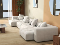 Matrix 4-Seater White Linen Couch Sectional | 4-Piece, Large Space