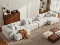 Matrix 4-Seater White Linen Couch Sectional | 4-Piece, Large Space