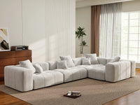 Matrix 4-Seater White Linen L-Shaped Sectional | 4-Piece, Modular Design