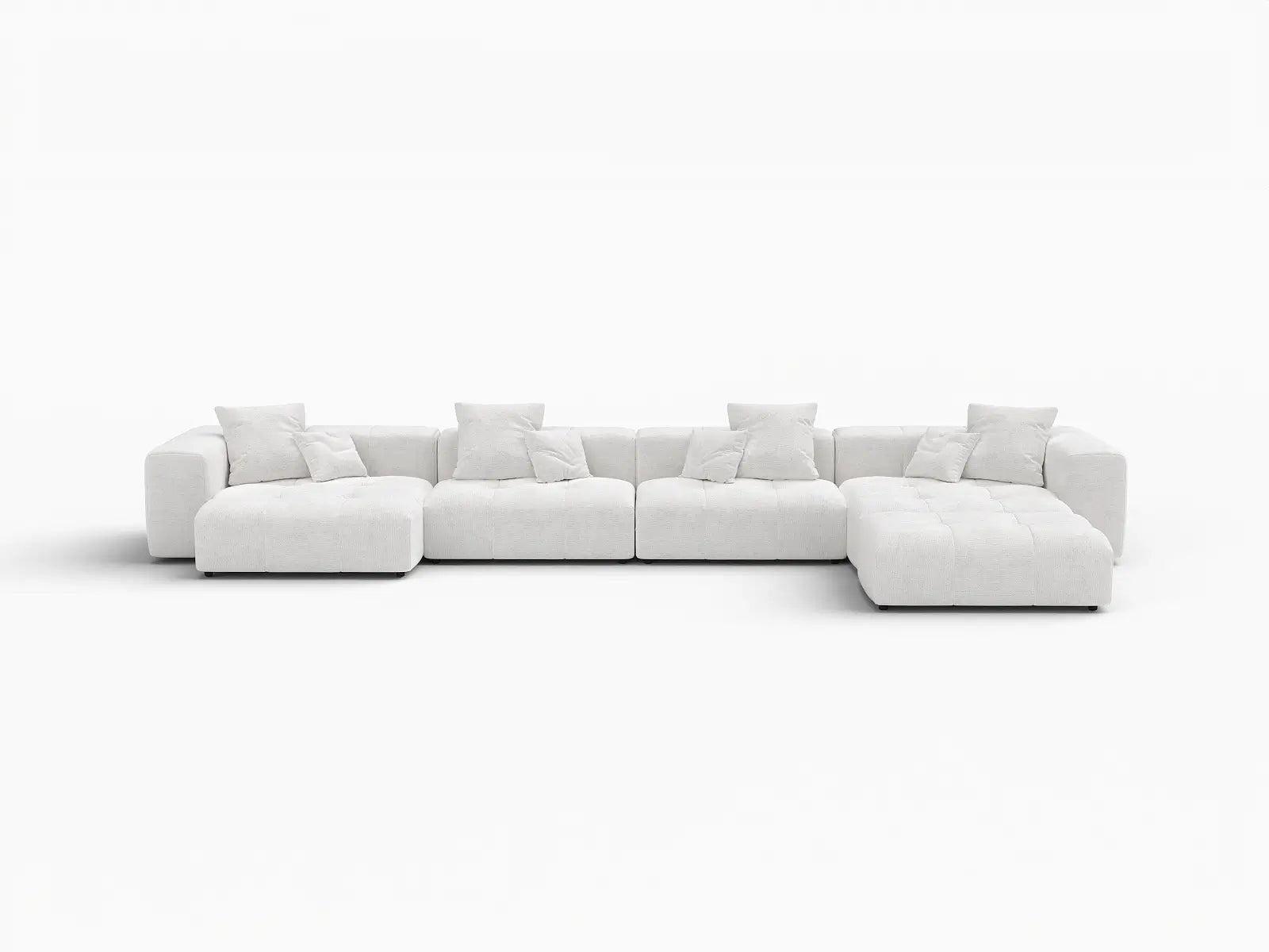 Matrix 4-Seater White Linen L-Shaped Sectional | 5-Piece (Includes 1 Ottoman), Modular Design