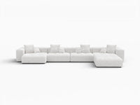 Matrix 4-Seater White Linen L-Shaped Sectional | 5-Piece (Includes 1 Ottoman), Modular Design