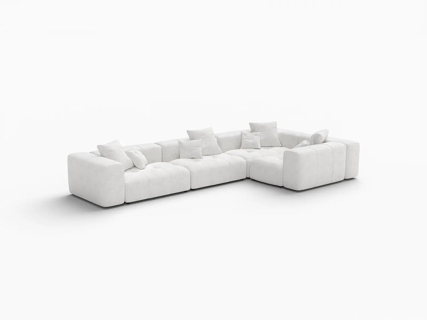Matrix 4-Seater White Linen L-Shaped Sectional | 4-Piece, Modular Design