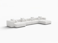 Matrix 4-Seater White Linen L-Shaped Sectional | 5-Piece (Includes 1 Ottoman), Modular Design