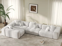 Matrix 4-Seater White Linen L-Shaped Sectional | 4-Piece, Modular Design