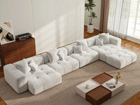 Matrix 4-Seater White Linen L-Shaped Sectional | 5-Piece (Includes 1 Ottoman), Modular Design