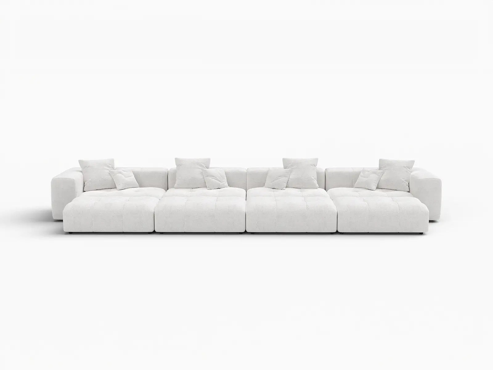 Matrix 4-Seater White Linen Pit Sectional | 8-Piece (Includes 4 Ottomans), Open Space