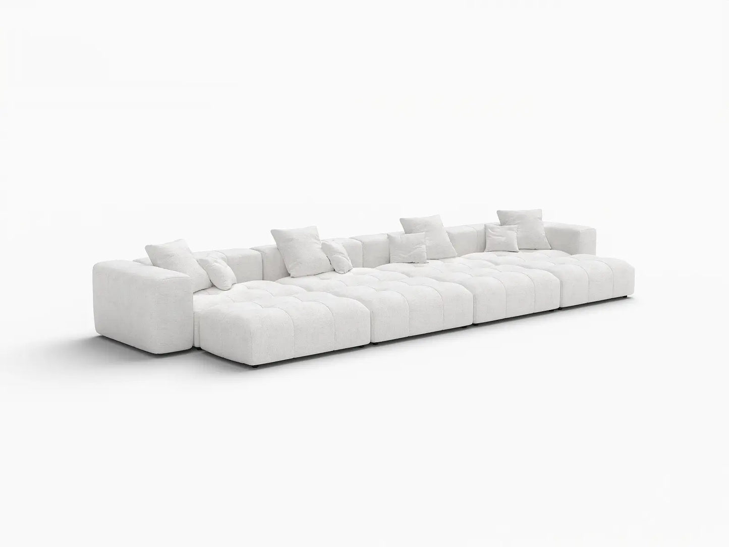 Matrix 4-Seater White Linen Pit Sectional | 8-Piece (Includes 4 Ottomans), Open Space