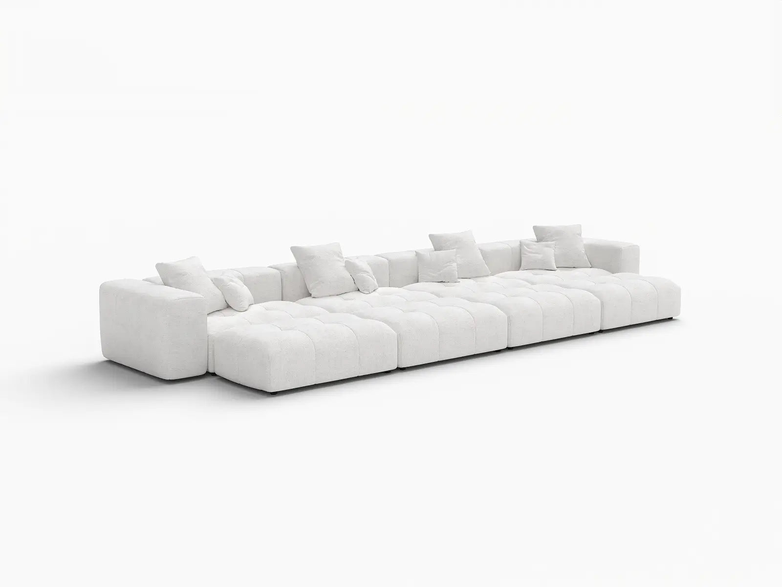 Matrix 4-Seater White Linen Pit Sectional | 8-Piece (Includes 4 Ottomans), Open Space