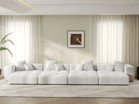 Matrix 4-Seater White Linen Pit Sectional | 8-Piece (Includes 4 Ottomans), Open Space