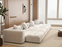 Matrix 4-Seater White Linen Pit Sectional | 8-Piece (Includes 4 Ottomans), Open Space