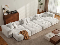 Matrix 4-Seater White Linen Pit Sectional | 8-Piece (Includes 4 Ottomans), Open Space