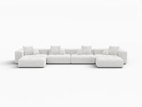 Matrix 4-Seater White U-Shaped Sectional | 6-Piece (Includes 2 Ottomans), Linen Fabric, Family Room Seating