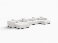 Matrix 4-Seater White U-Shaped Sectional | 6-Piece (Includes 2 Ottomans), Linen Fabric, Family Room Seating