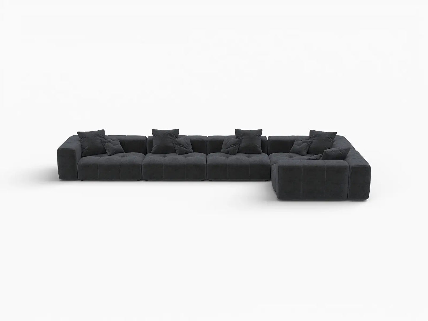 Matrix 5-Seater Black Large Space L-Shaped Sectional | 5-Piece, Linen Fabric